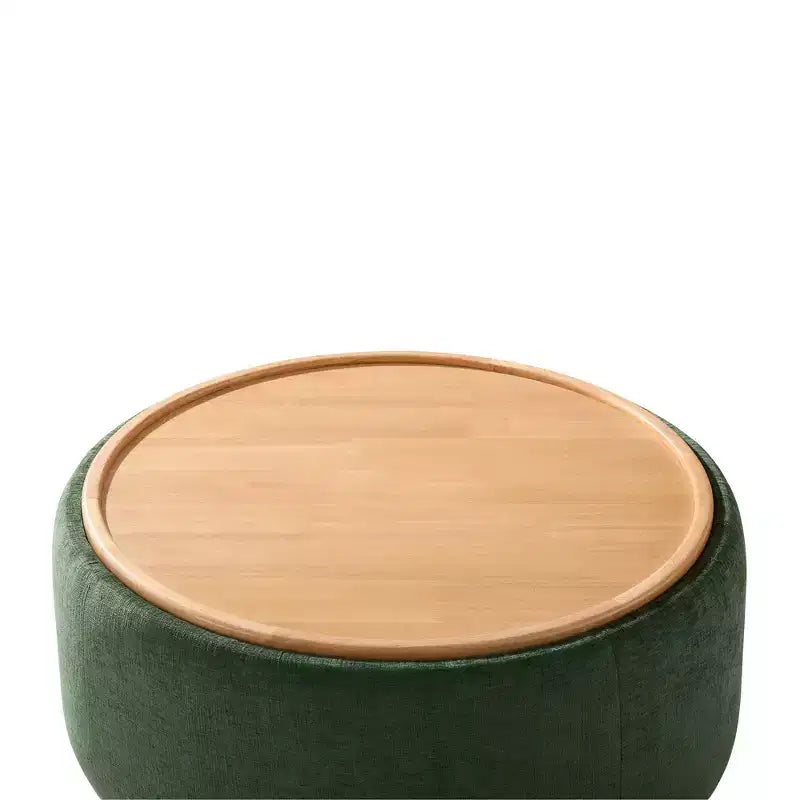 Whisen 29 Round Storage Ottoman, Modern Coffee Table, Boucle Fabric Footrest with Wood Frame, No Assembly Required