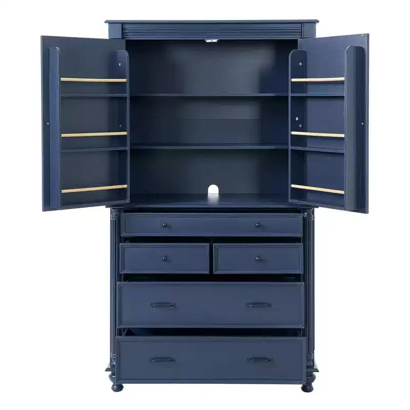 Whisen Large Kitchen Pantry, Tall Storage Cabinet Cupboard, Buffets with 6 Door Shelves, 2 Adjustable Shelves and 5 Drawers