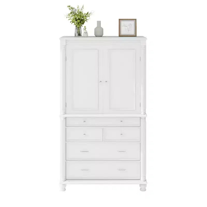 Whisen Large Kitchen Pantry, Tall Storage Cabinet Cupboard, Buffets with 6 Door Shelves, 2 Adjustable Shelves and 5 Drawers