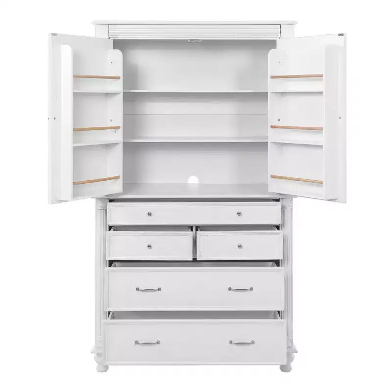 Whisen Large Kitchen Pantry, Tall Storage Cabinet Cupboard, Buffets with 6 Door Shelves, 2 Adjustable Shelves and 5 Drawers