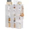Detachable 8-Tier Shoe Rack, 32-Pair Expandable Organizer with Door for Entryway & Bedroom, Pink