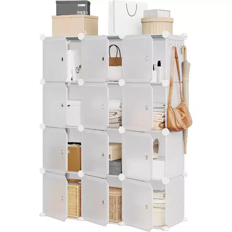 Detachable 8-Tier Shoe Rack, 32-Pair Expandable Organizer with Door for Entryway & Bedroom, Pink