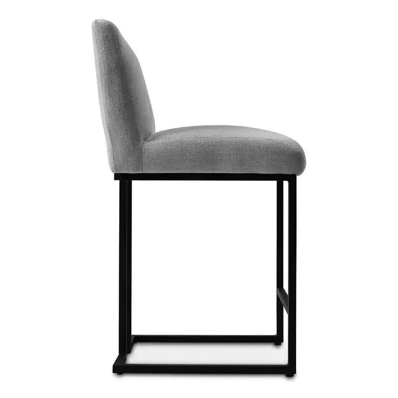 Set of 2 Modern Counter Height Bar Stools with Backs, 25 Upholstered Kitchen Island Chairs with Black Metal Sled Base - Panipeachy