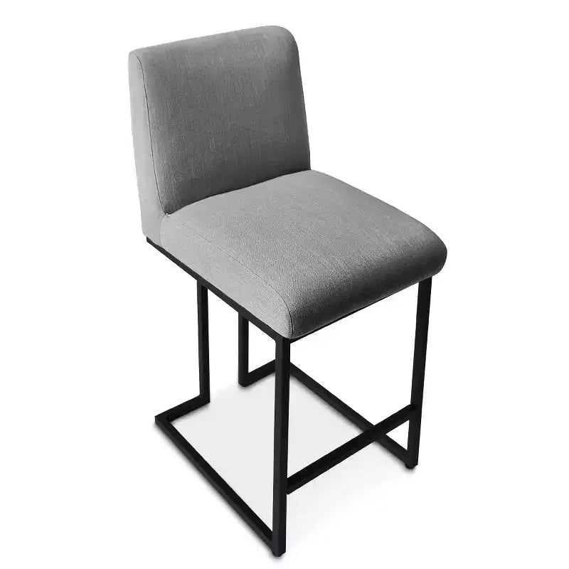Set of 2 Modern Counter Height Bar Stools with Backs, 25 Upholstered Kitchen Island Chairs with Black Metal Sled Base - Panipeachy