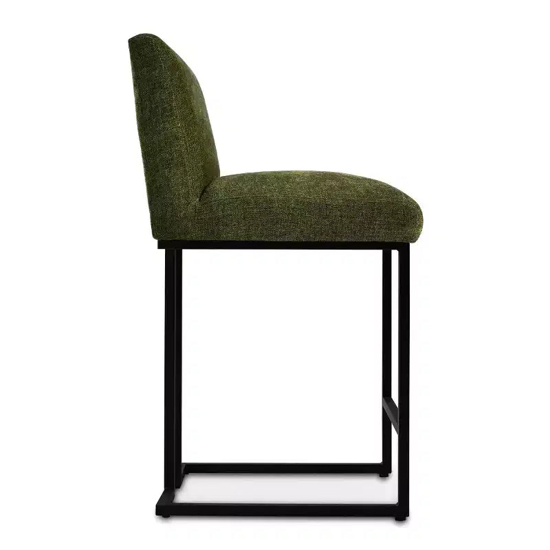 Set of 2 Modern Counter Height Bar Stools with Backs, 25 Upholstered Kitchen Island Chairs with Black Metal Sled Base - Panipeachy