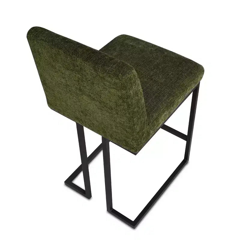 Set of 2 Modern Counter Height Bar Stools with Backs, 25 Upholstered Kitchen Island Chairs with Black Metal Sled Base - Panipeachy