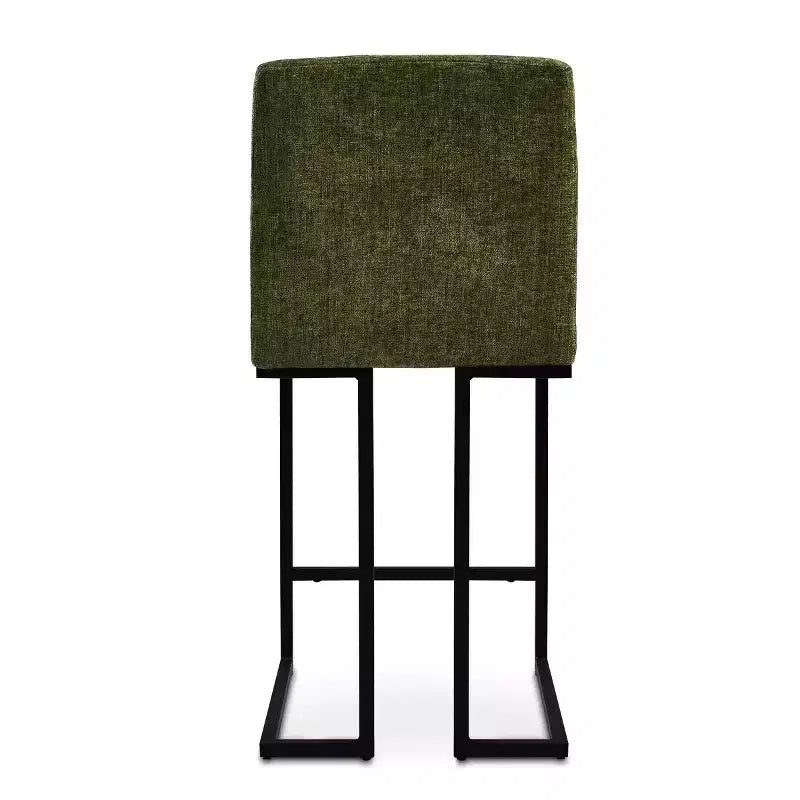 Set of 2 Modern Counter Height Bar Stools with Backs, 25 Upholstered Kitchen Island Chairs with Black Metal Sled Base - Panipeachy