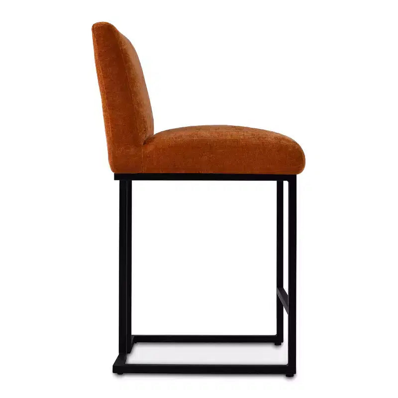 Set of 2 Modern Counter Height Bar Stools with Backs, 25 Upholstered Kitchen Island Chairs with Black Metal Sled Base - Panipeachy