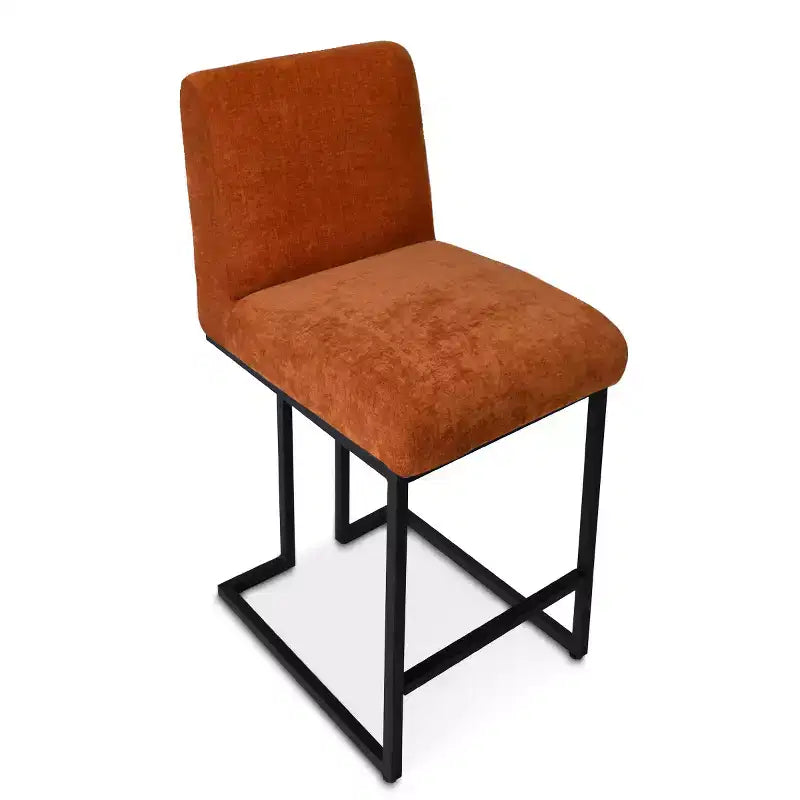 Set of 2 Modern Counter Height Bar Stools with Backs, 25 Upholstered Kitchen Island Chairs with Black Metal Sled Base - Panipeachy