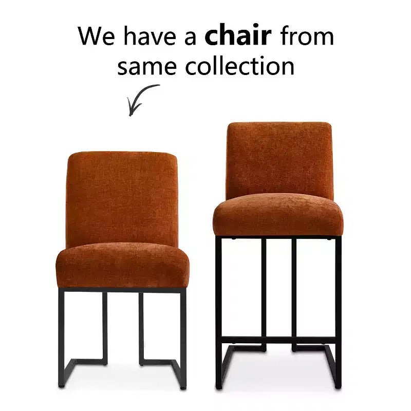 Set of 2 Modern Counter Height Bar Stools with Backs, 25 Upholstered Kitchen Island Chairs with Black Metal Sled Base - Panipeachy
