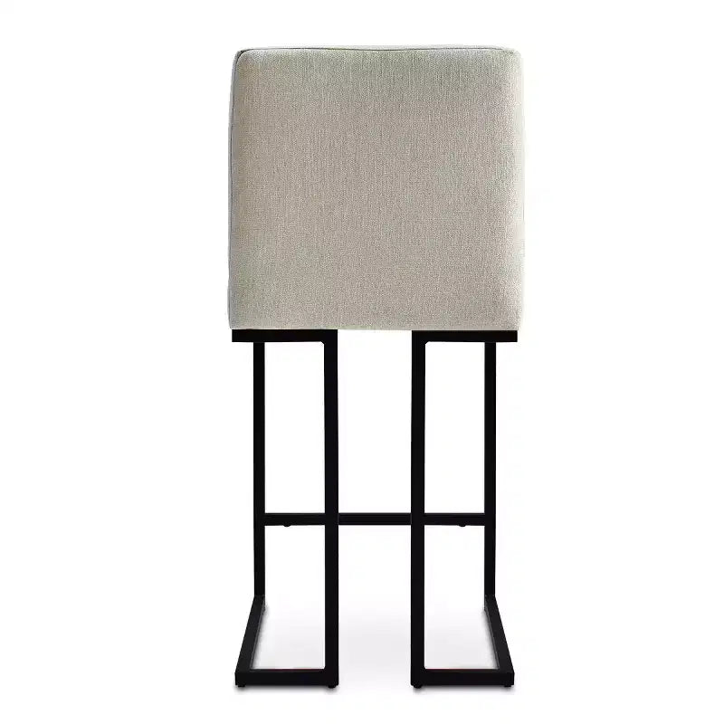 Set of 2 Modern Counter Height Bar Stools with Backs, 25 Upholstered Kitchen Island Chairs with Black Metal Sled Base - Panipeachy