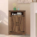 Corner Storage Cabinet, Farmhouse Small Corner Cabinet with Barn Door and Adjustable Shelf, Narrow Cabinet Organizer for Bathroom