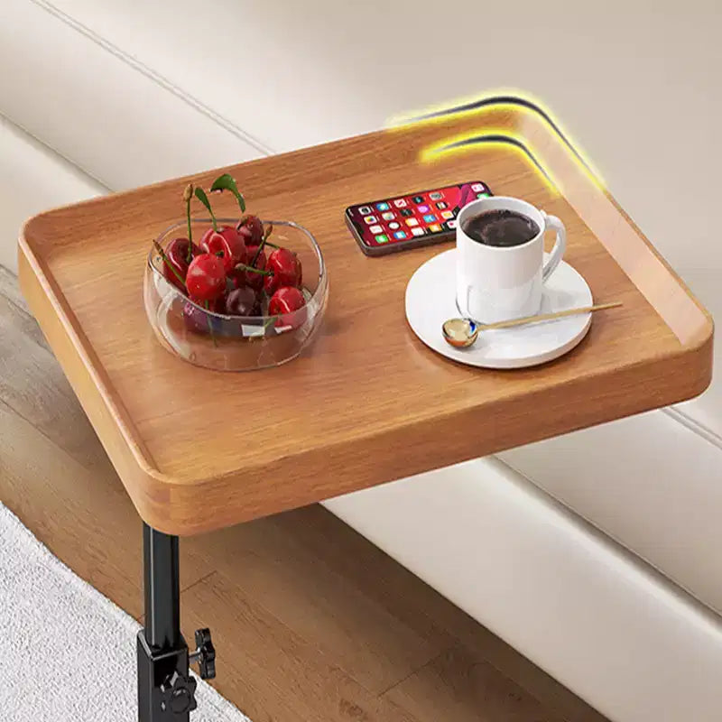 C Shape End Table Adjustable Height, 360Swivel TV Tray Table for Small Spaces, Couch That Slide Under with Wheels for Living Room Bedroom