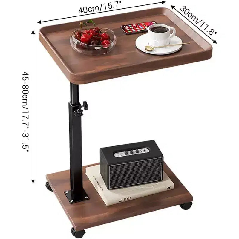 C Shape End Table Adjustable Height, 360Swivel TV Tray Table for Small Spaces, Couch That Slide Under with Wheels for Living Room Bedroom