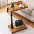 C Shape End Table Adjustable Height, 360Swivel TV Tray Table for Small Spaces, Couch That Slide Under with Wheels for Living Room Bedroom