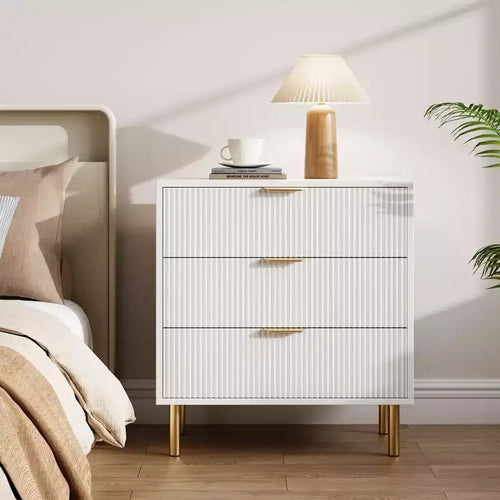 3-Drawer Dresser, Large Nightstand Chest for Bedroom Storage, White