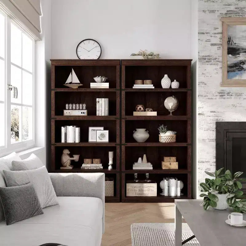 5 Tier Moden Bookcase, 67.4 Tall Wooden Bookshelves with Oopen Shelves, Book Shelf for Living Room, Office