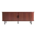 TV Stand for 58 in TV with Rolling Shutter Door Adjustable Shelves Boho Style Brown