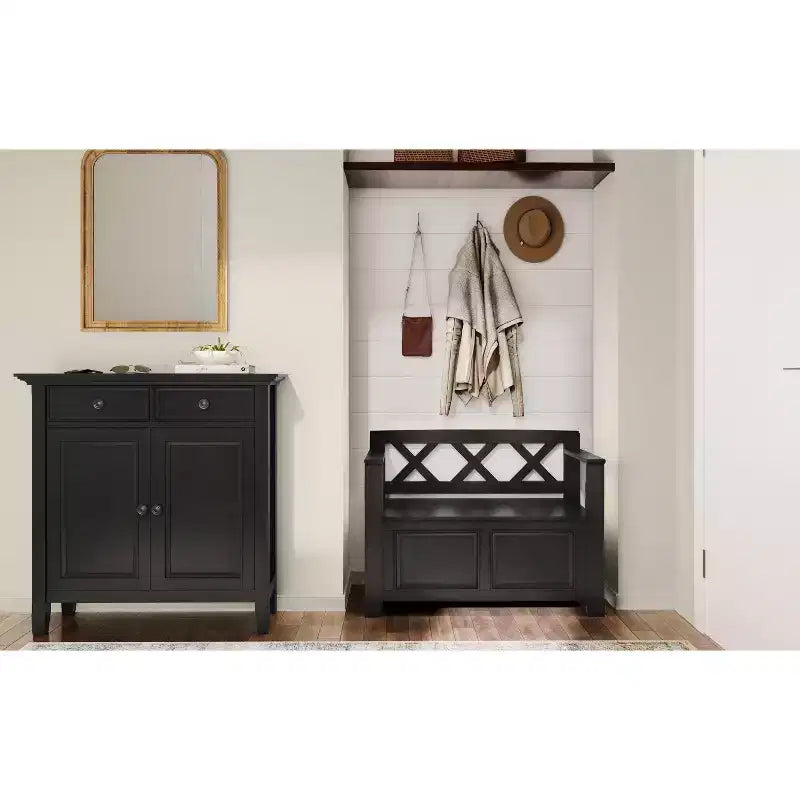 Halifax Solid Wood 36 inch Wide Transitional Entryway Storage Bench