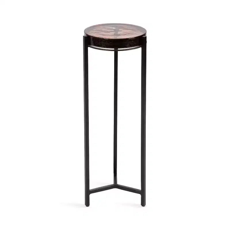 Kate and Laurel Aguilar Glass and Metal Drink Table, Amber and Black, 9x9x23