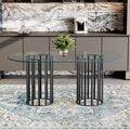 GDFStudio Brian Modern Oval Metal Tempered Glass Dining Table