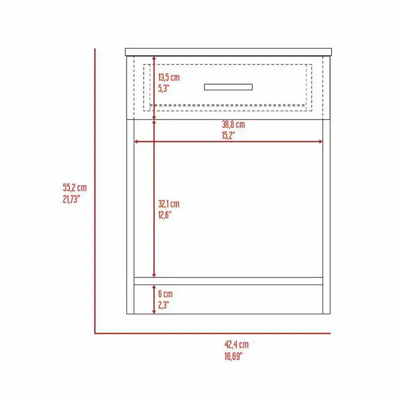 With a clean modern design, this Nightstand 21H, One Drawer, Low Shelf, Superior Top, Light Gray provides practical storage and a sturdy.