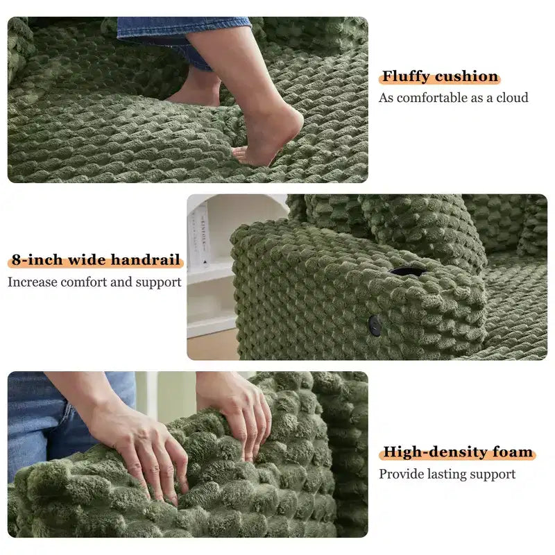Oversized Chaise Lounge Chair, 60 Inch Upholstered Sofa Bed with Armrests and Throw Pillows, Cozy Reading Sleeper Chair for Living Room Bedroom