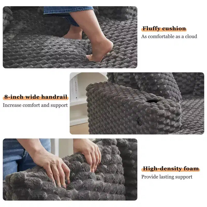 Oversized Chaise Lounge Chair, 60 Inch Upholstered Sofa Bed with Armrests and Throw Pillows, Cozy Reading Sleeper Chair for Living Room Bedroom