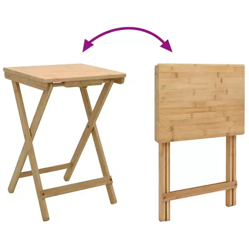 vidaXL Kitchen Table Folding Natural 15.75 x 11.81 x 21.06 in Bamboo