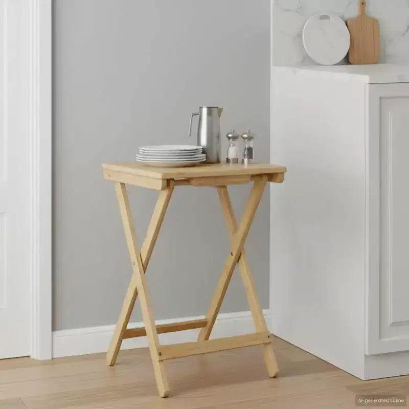 vidaXL Kitchen Table Folding Natural 15.75 x 11.81 x 21.06 in Bamboo