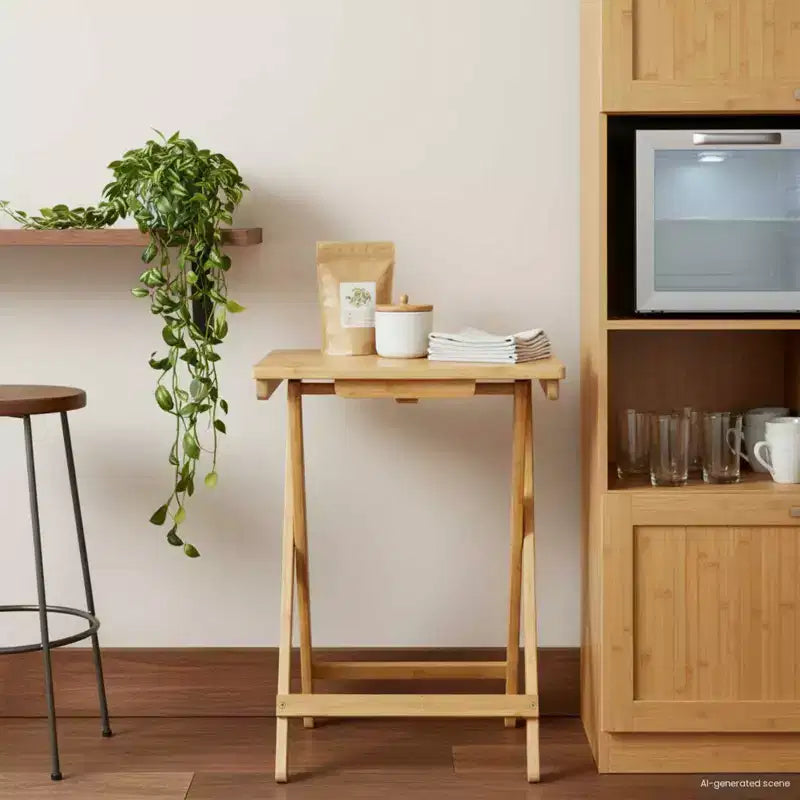 vidaXL Kitchen Table Folding Natural 15.75 x 11.81 x 21.06 in Bamboo