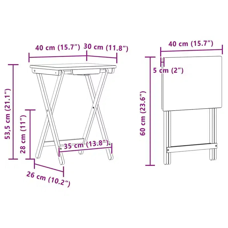 vidaXL Kitchen Table Folding Natural 15.75 x 11.81 x 21.06 in Bamboo