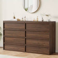Walnut 8 Drawer Dresser for Bedroom, 54in Wide 8 Chest of Drawers with Handle-free Design, Modern Closet Organizer for Bedroom Living Room Nursery