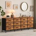 70 Long Dresser with 12 Fabric Drawers & Charging Station, TV Stand Entertainment Center for 65-80 TVs