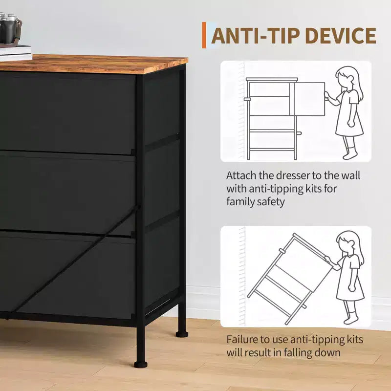 70 Long Dresser with 12 Fabric Drawers & Charging Station, TV Stand Entertainment Center for 65-80 TVs