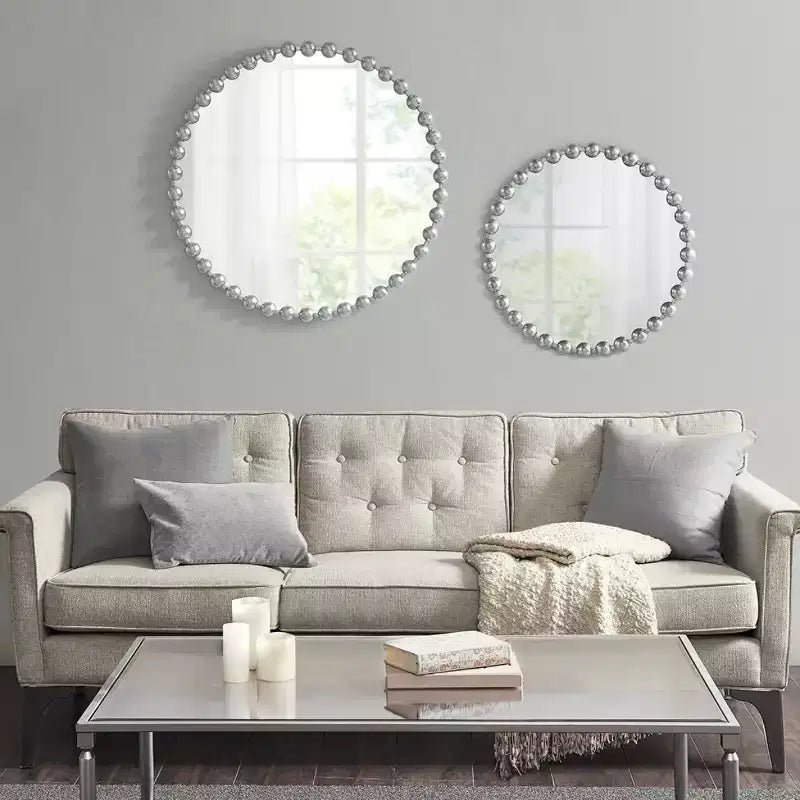 36 Large Round Wall Mirror with Metal Frame, Decorative Wall Mirror for Living Room, Entryway, Bathroom, or Bedroom-Panipeachy