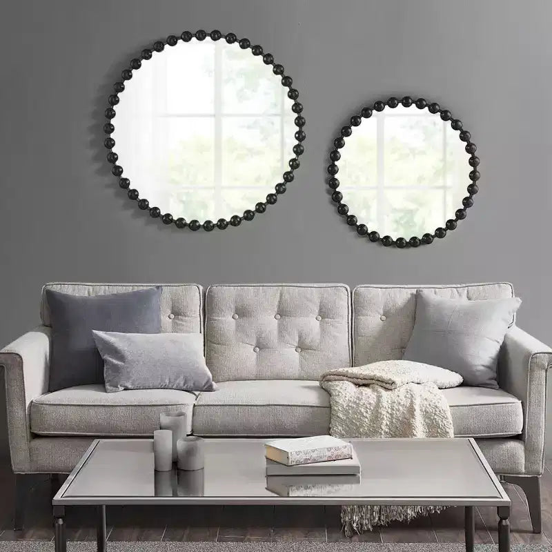 36 Large Round Wall Mirror with Metal Frame, Decorative Wall Mirror for Living Room, Entryway, Bathroom, or Bedroom-Panipeachy