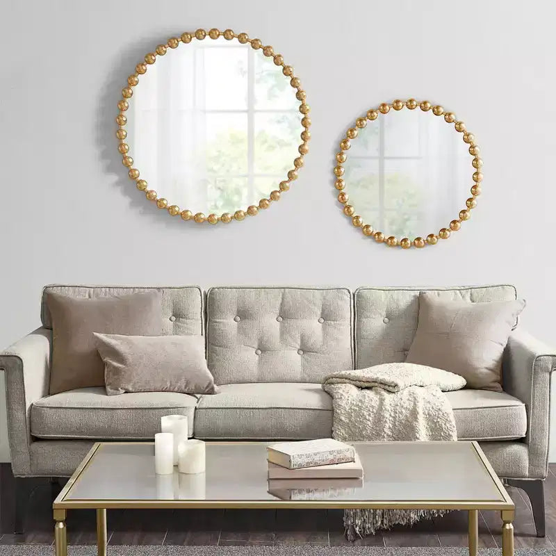 36 Large Round Wall Mirror with Metal Frame, Decorative Wall Mirror for Living Room, Entryway, Bathroom, or Bedroom-Panipeachy