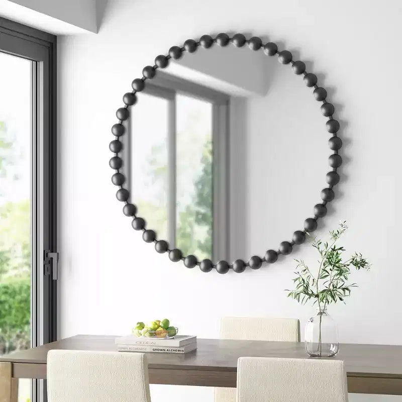 36 Large Round Wall Mirror with Metal Frame, Decorative Wall Mirror for Living Room, Entryway, Bathroom, or Bedroom-Panipeachy