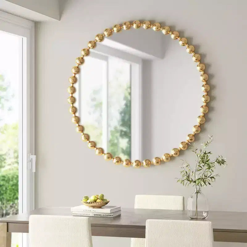 36 Large Round Wall Mirror with Metal Frame, Decorative Wall Mirror for Living Room, Entryway, Bathroom, or Bedroom-Panipeachy