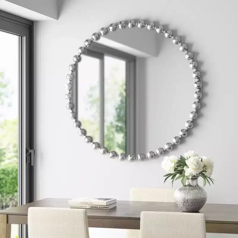 36 Large Round Wall Mirror with Metal Frame, Decorative Wall Mirror for Living Room, Entryway, Bathroom, or Bedroom-Panipeachy