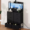 Smart Dresser with 11 Fabric Drawers, Built-in Charging Station & App-Controlled RGB Lighting - Anti-Tipping Design for Bedroom, Living Room, Closet