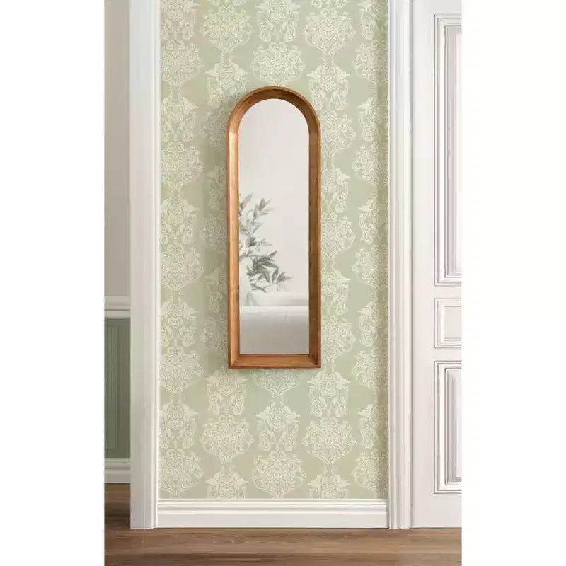 Kate and Laurel Hatherleigh Arch Wood Wall Mirror, Rustic Brown, 12x36