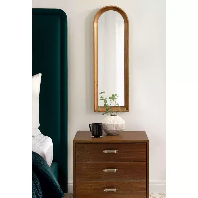 Kate and Laurel Hatherleigh Arch Wood Wall Mirror, Rustic Brown, 12x36
