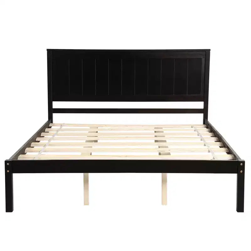 FAMYYT Queen Size Platform Bed With Headboard, Easy Assembly, Espresso