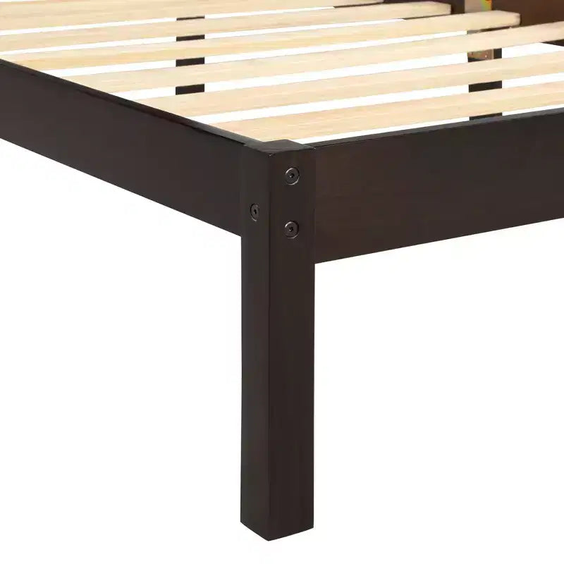 FAMYYT Queen Size Platform Bed With Headboard, Easy Assembly, Espresso