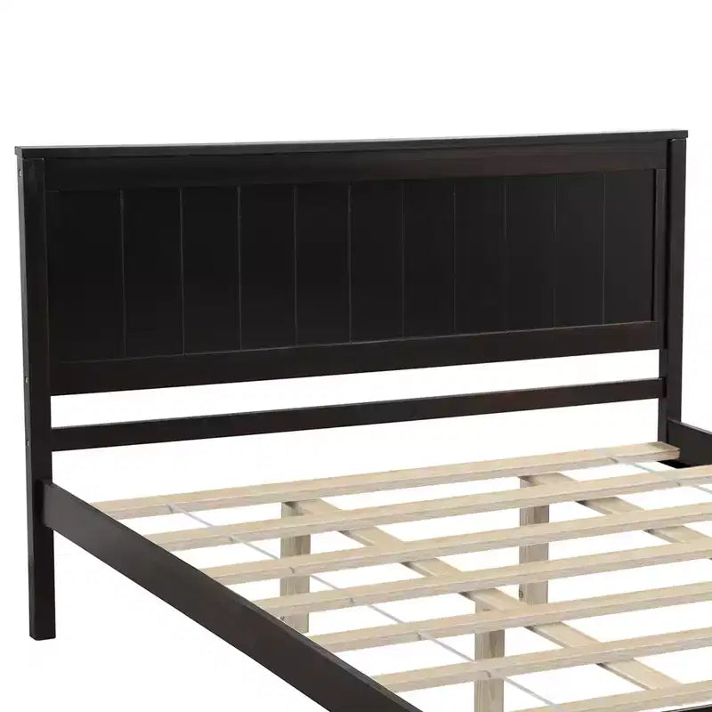 FAMYYT Queen Size Platform Bed With Headboard, Easy Assembly, Espresso