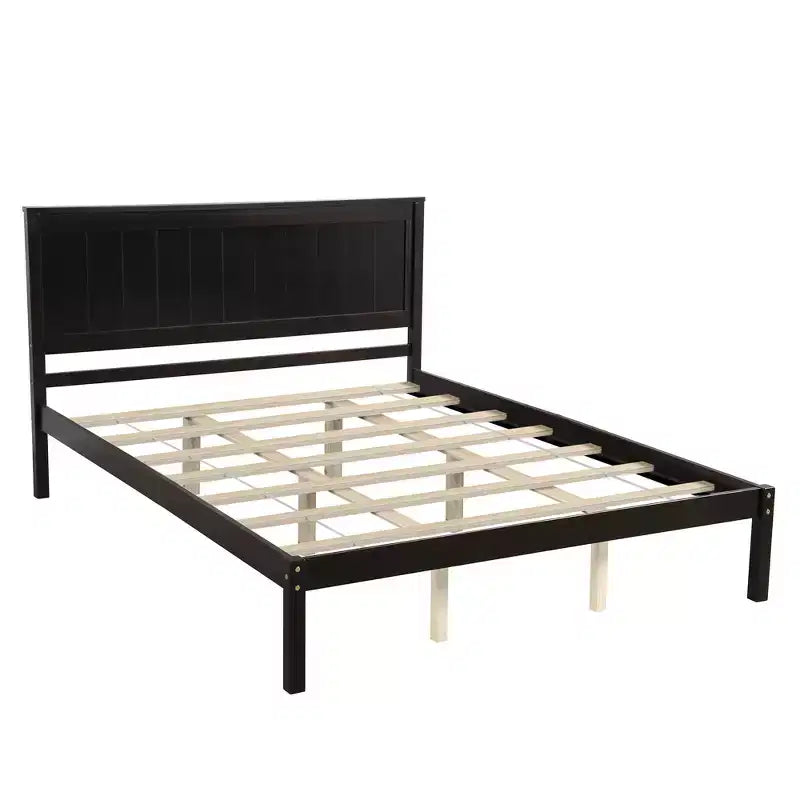 FAMYYT Queen Size Platform Bed With Headboard, Easy Assembly, Espresso