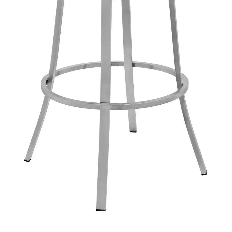 26" Palmdale Counter Height Barstool with Black Faux Leather Brushed Stainless Steel Finish - Armen Living: Swivel, Upholstered, Modern Design