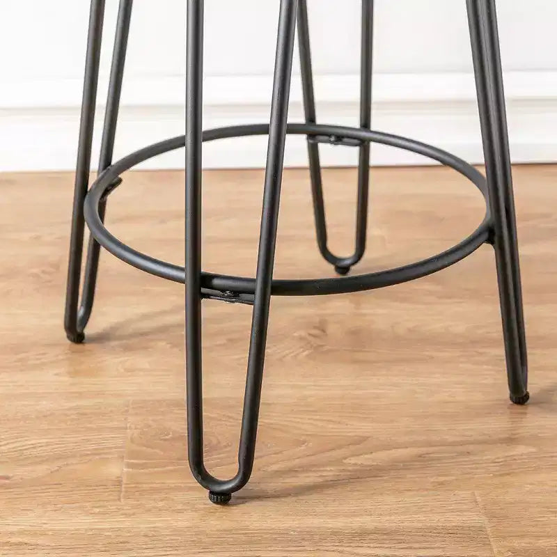24" Quinn Counter Height Barstool Black - Ace Bayou: Modern Industrial, Steel Base, Round Wood Seat